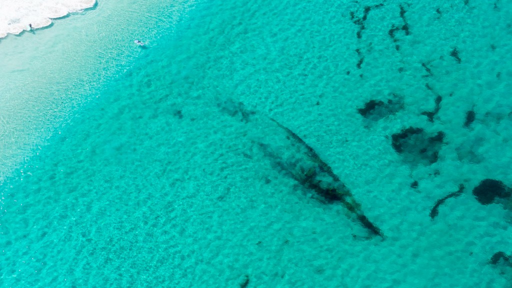 Aerial photograph of the SS Georgette wreck lying in clear water off Redgate Beach